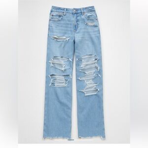 American Eagle dreamy drape stretch ripped super high waisted baggy wide-leg